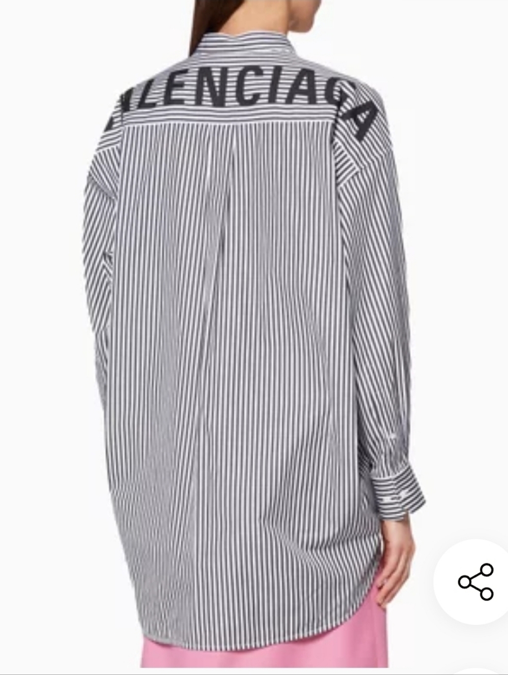 Balenciaga Black & White Striped Button-Down Shirt with Back Logo Size 32